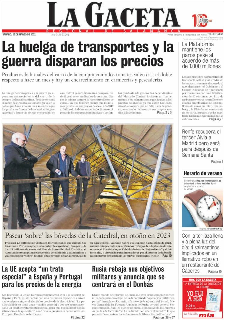 Portada de La Gaceta de Salamanca (Spain)