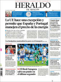 Portada de Heraldo de Aragón (España)