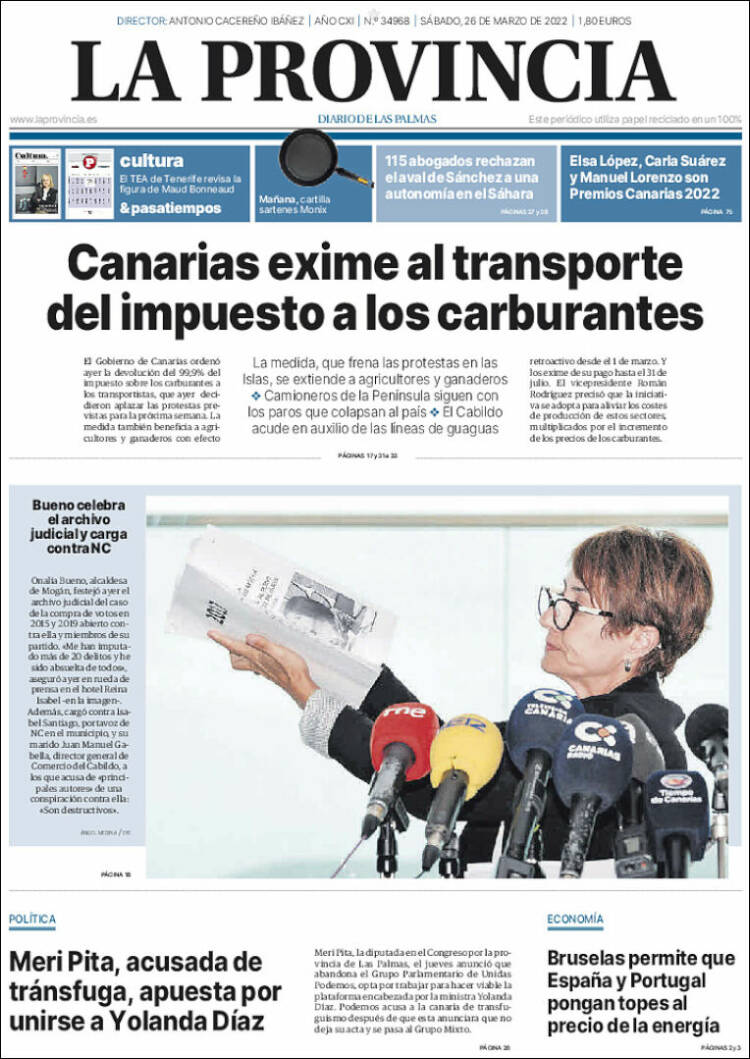 Portada de La Provincia (Spain)