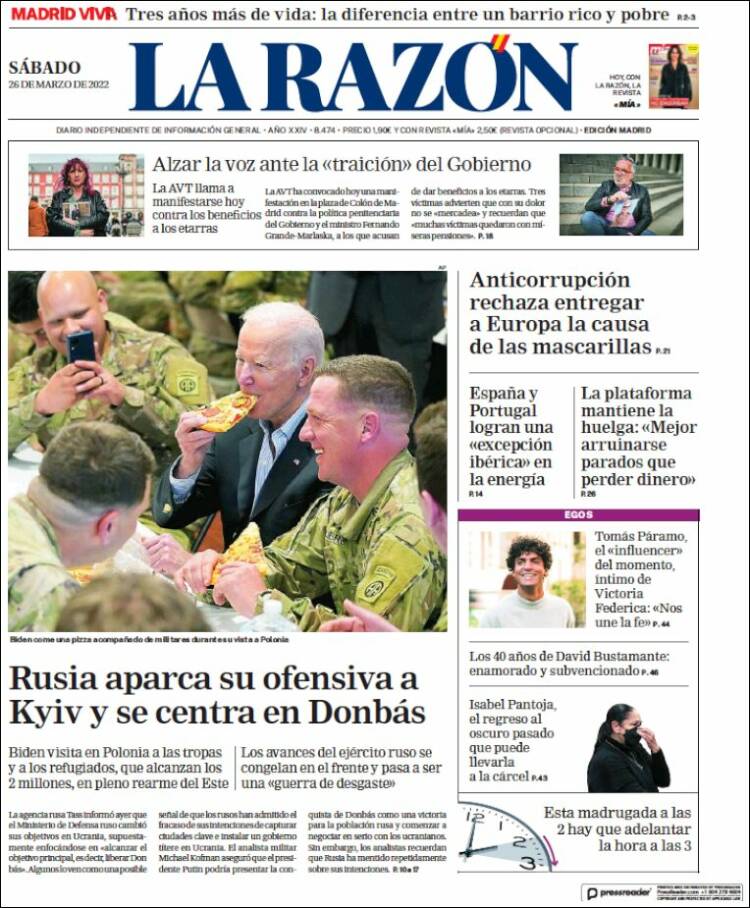 Portada de La Razón (Spain)