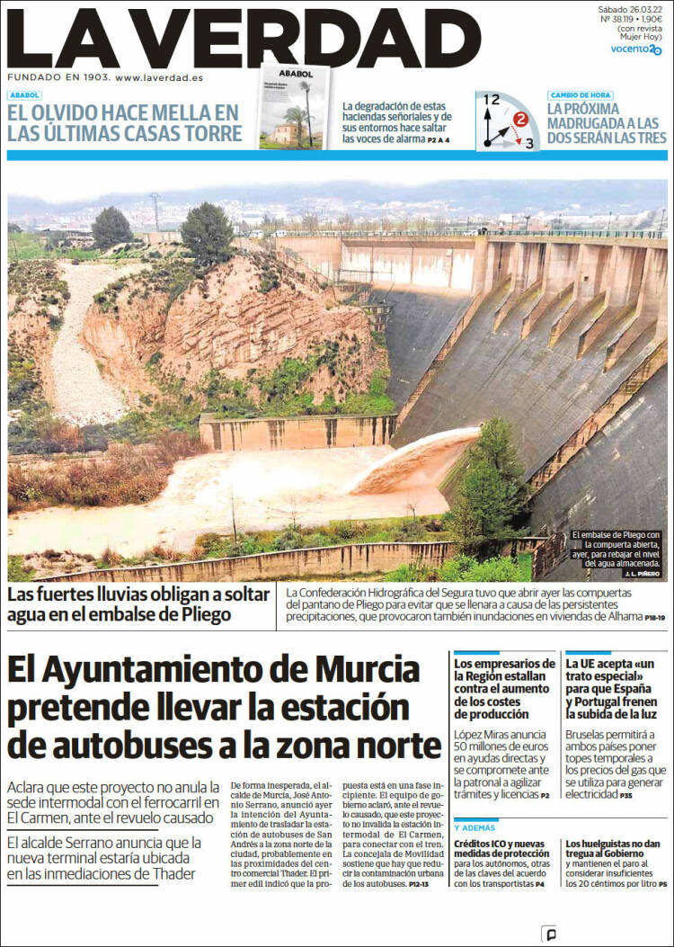 Portada de La Verdad de Murcia (España)