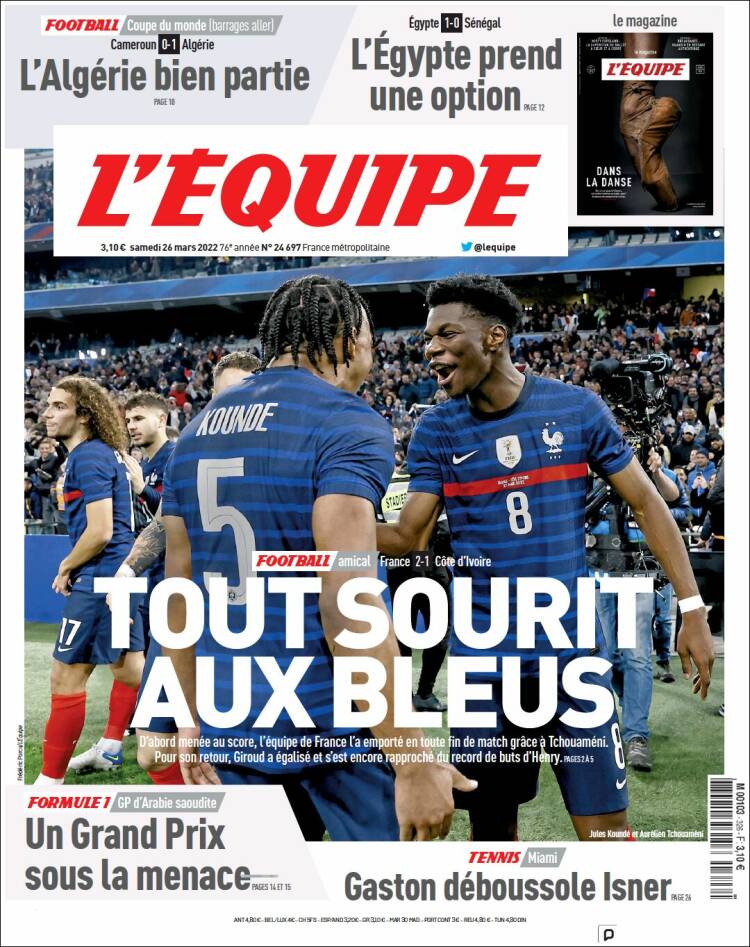Newspaper L'Equipe (France). Newspapers in France. Saturday's edition ...