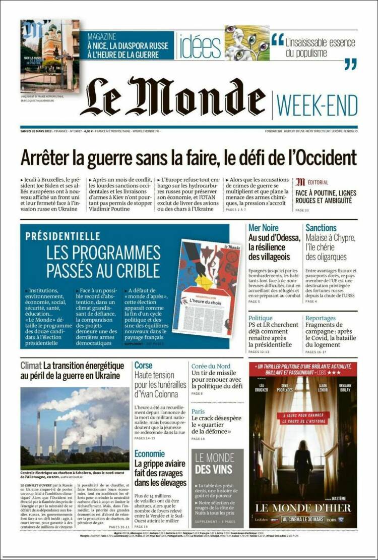 Portada de Le Monde (Francia)