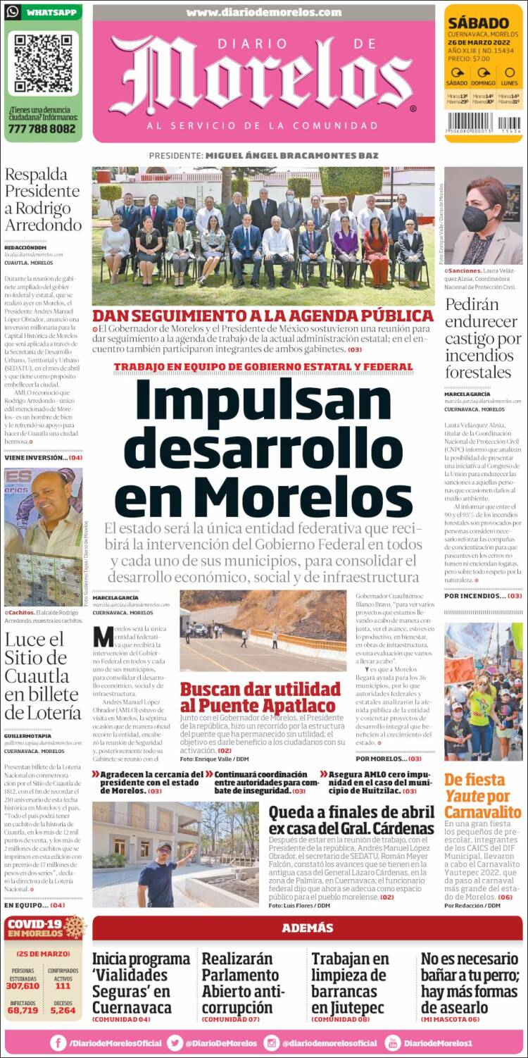 Portada de Diario de Morelos (M&eacute;xico)