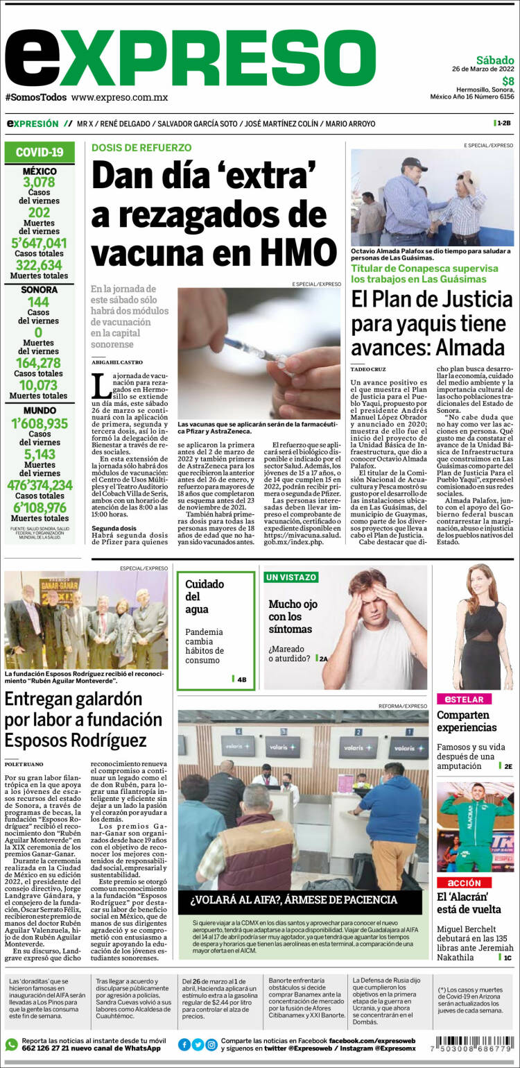 Portada de Expreso (M&eacute;xico)