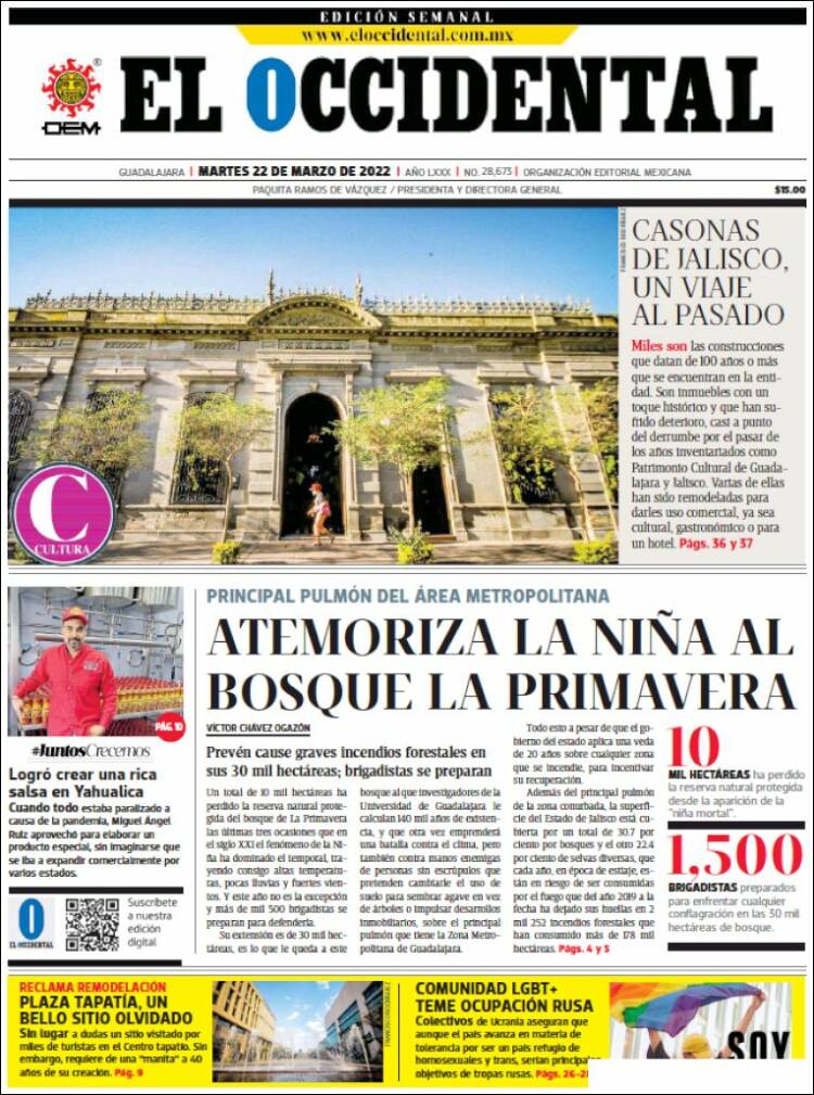 Portada de El Occidental (M&eacute;xico)