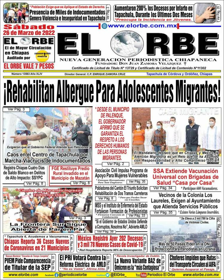 Portada de El Orbe (M&eacute;xico)