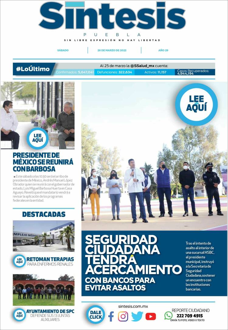 Portada de Síntesis - Puebla (M&eacute;xico)