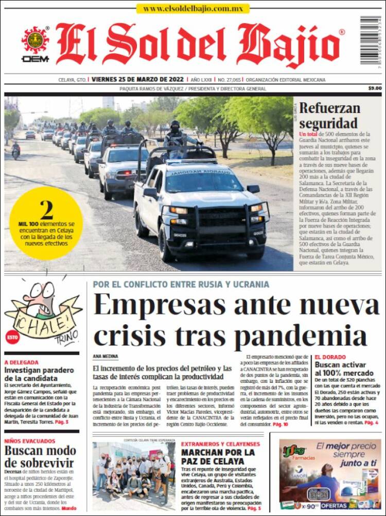 Portada de El Sol del Bajio (M&eacute;xico)