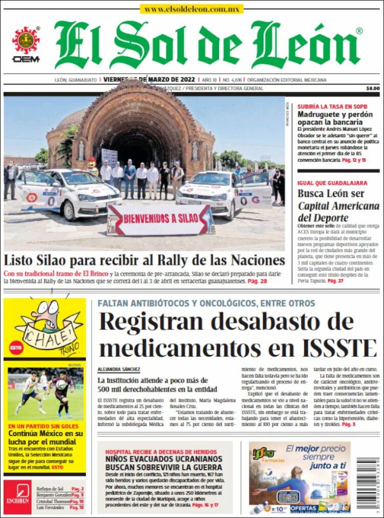 Portada de El Sol de León (M&eacute;xico)