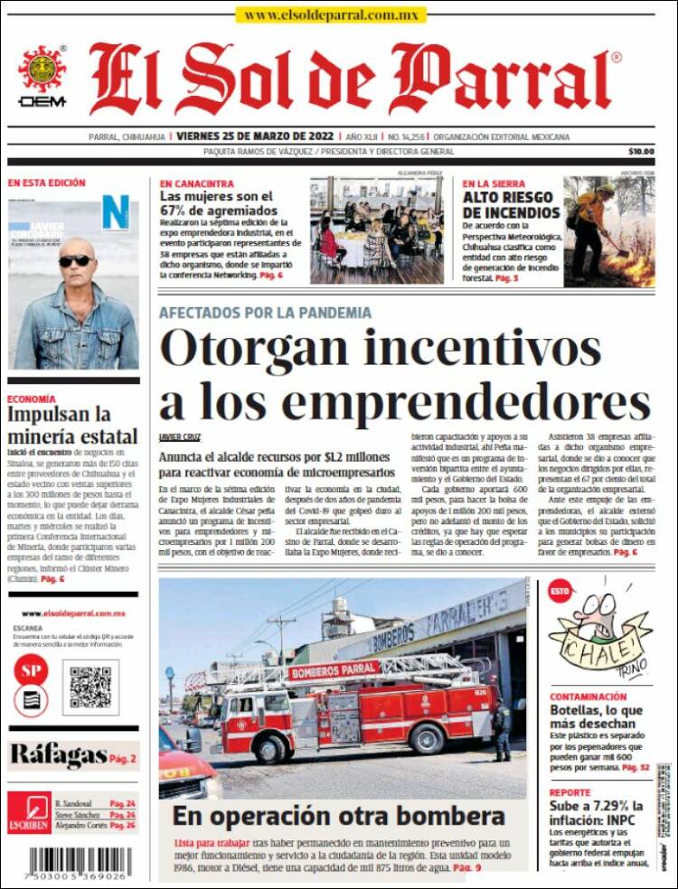 Portada de El Sol de Parral (M&eacute;xico)