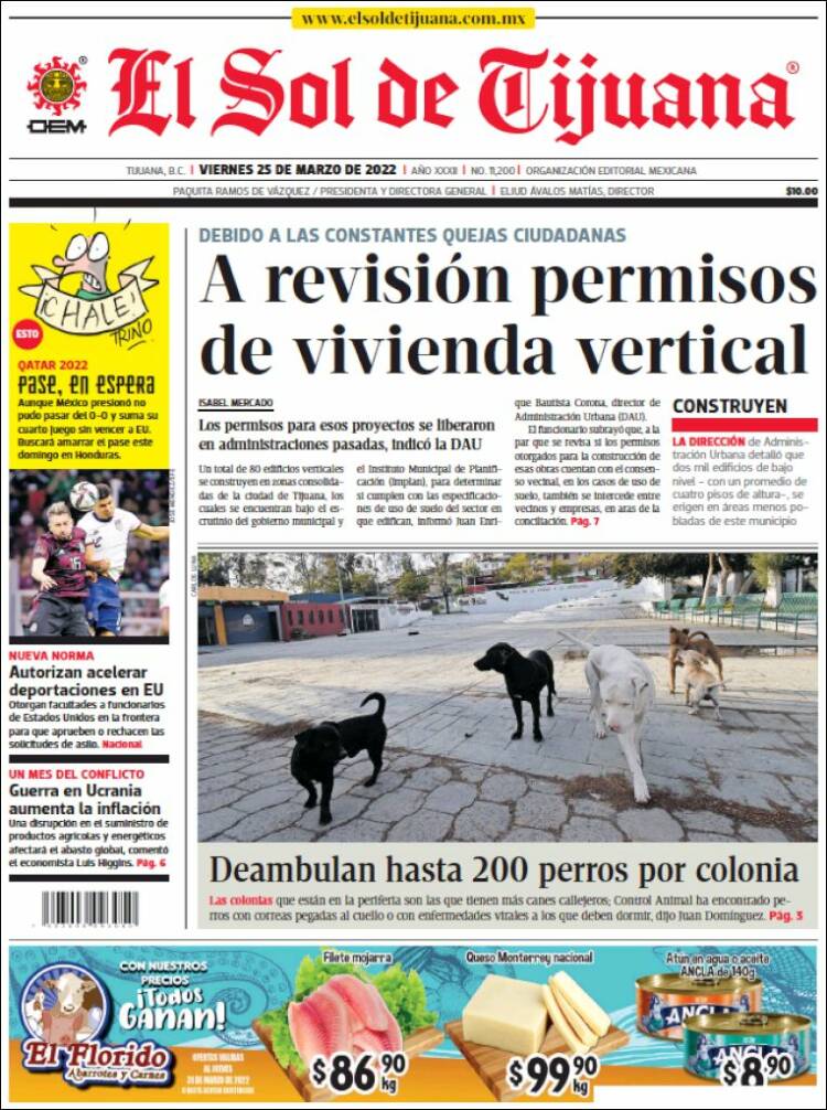 Portada de El Sol de Tijuana (M&eacute;xico)