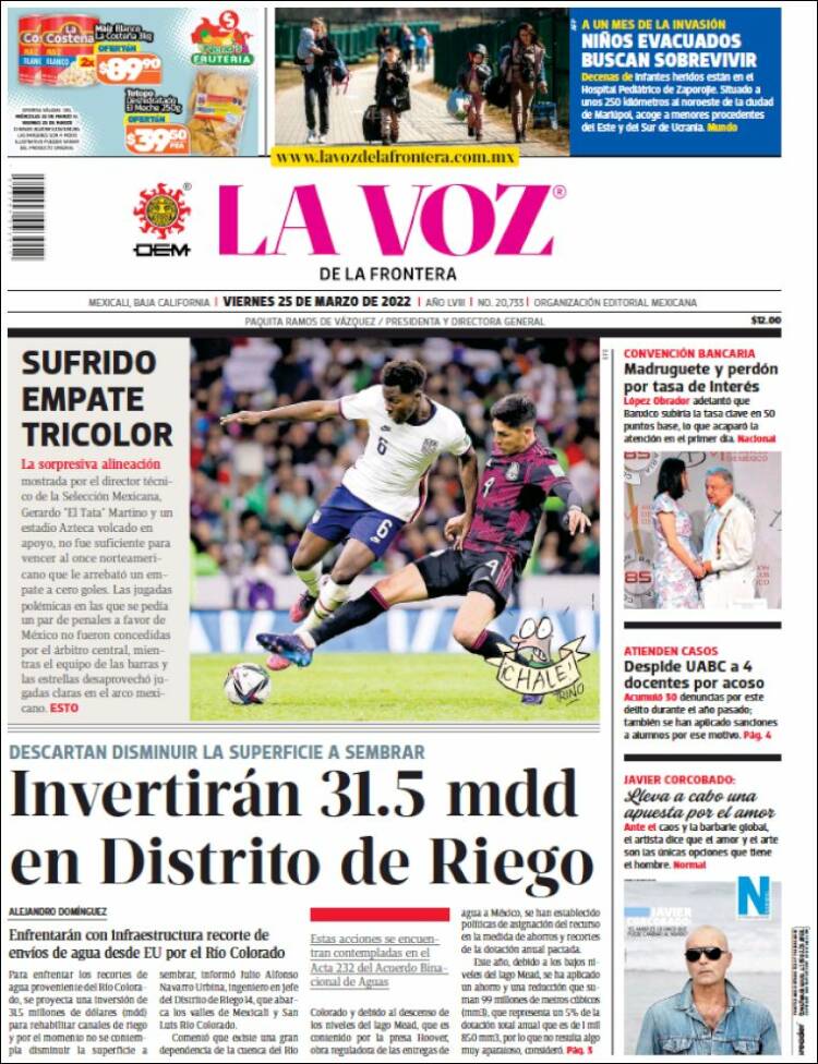 Portada de La Voz de la Frontera (M&eacute;xico)