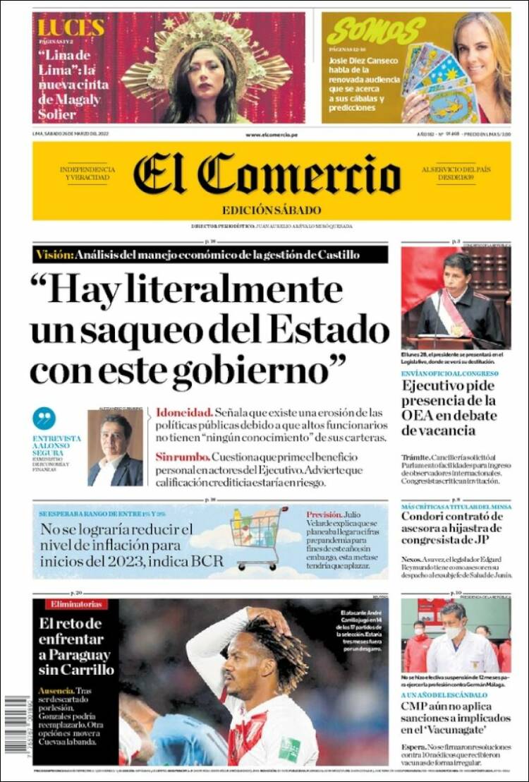 Portada de El Comercio (Perú)