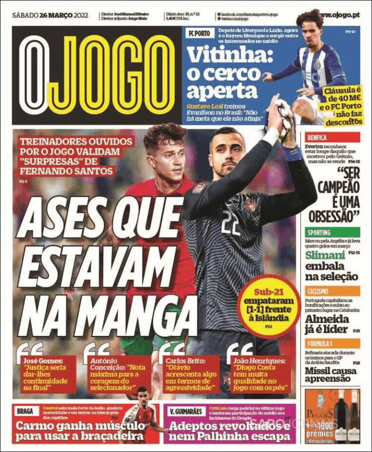 Portada de O Jogo (Portugal)