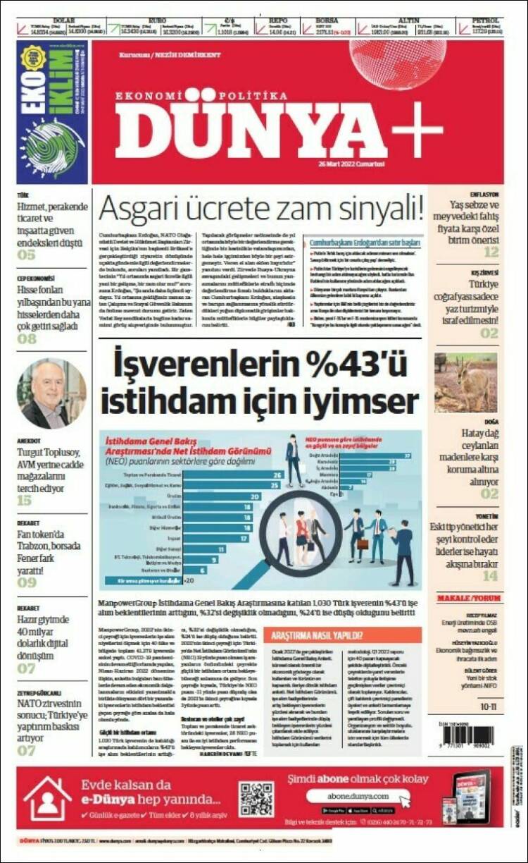 Portada de Dünya (Turqu&iacute;a)