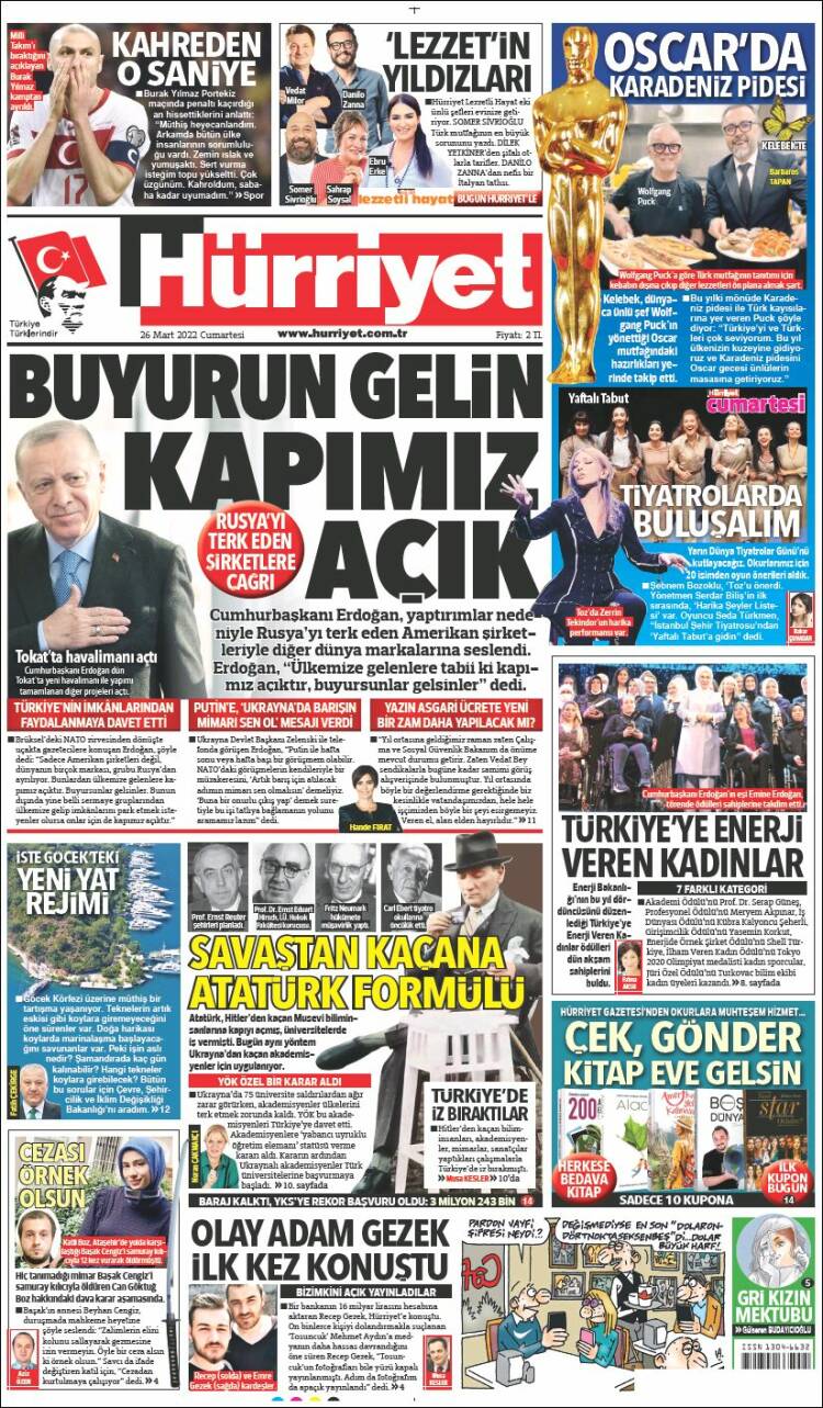 Portada de Hürriyet (Turqu&iacute;a)