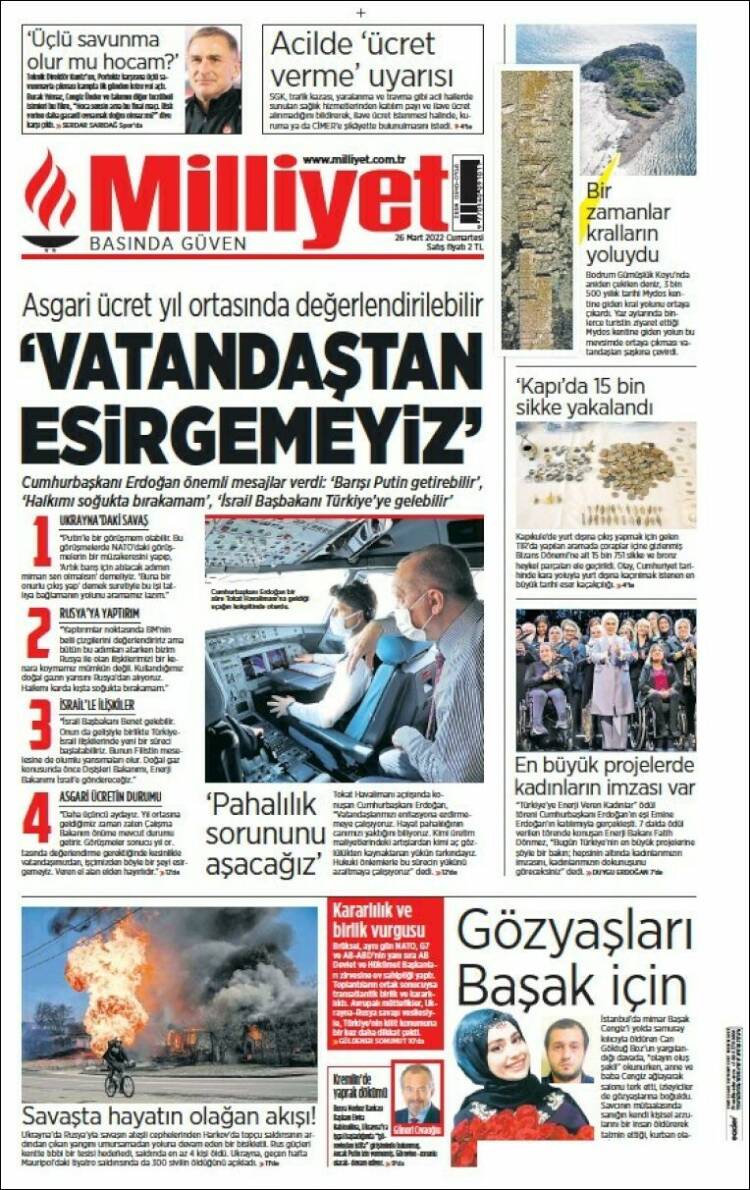 Portada de Milliyet (Turqu&iacute;a)