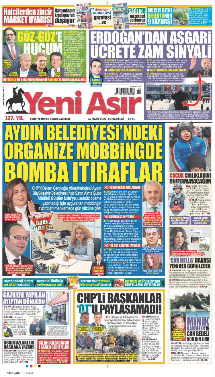 Portada de Yeni Asır (Turqu&iacute;a)