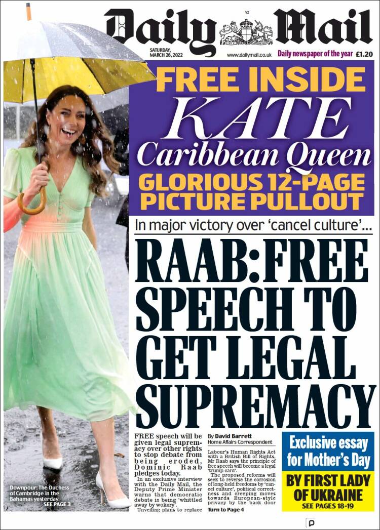 Portada de Daily Mail (Reino Unido)