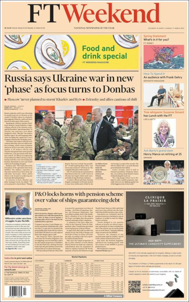 Portada de Financial Times (Reino Unido)