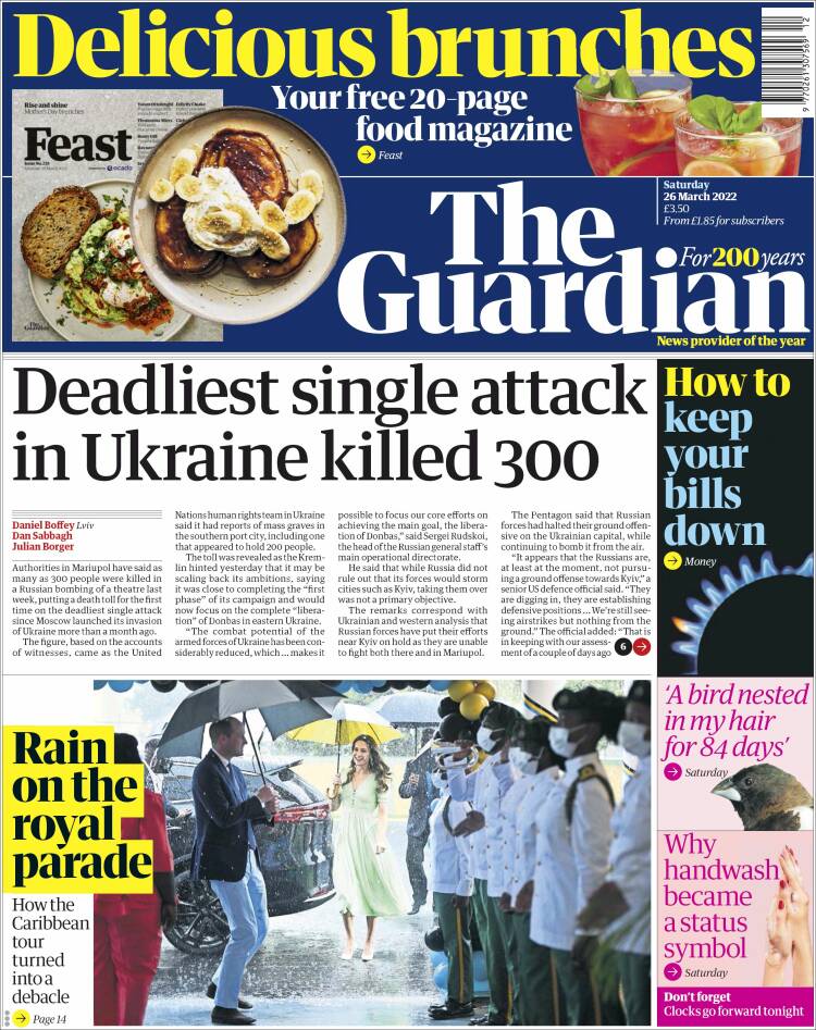 Portada de The Guardian (Reino Unido)