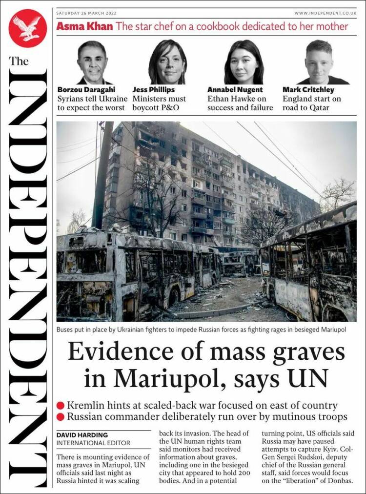 Portada de The Independent (Reino Unido)