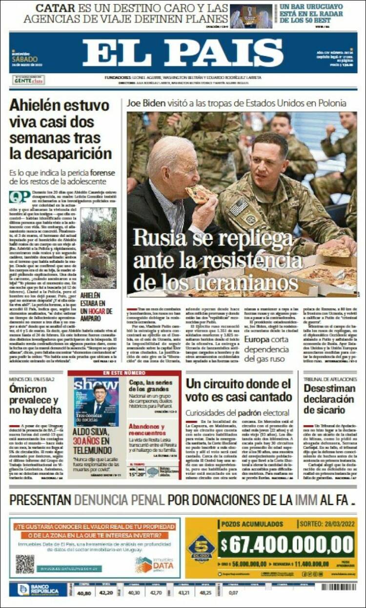 Portada de El País (Uruguay)