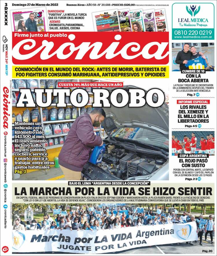 Portada de Crónica (Argentina)