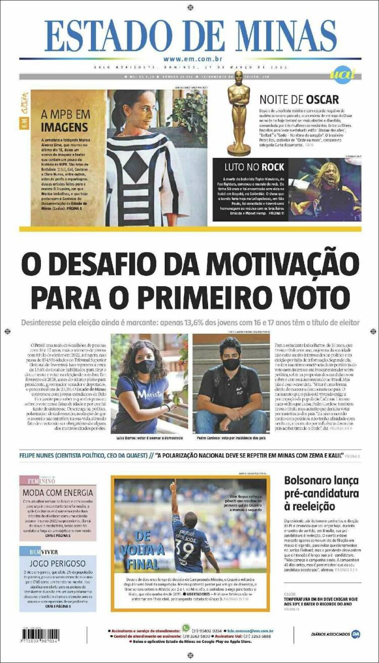 Portada de Jornal Estado de Minas (Brasil)