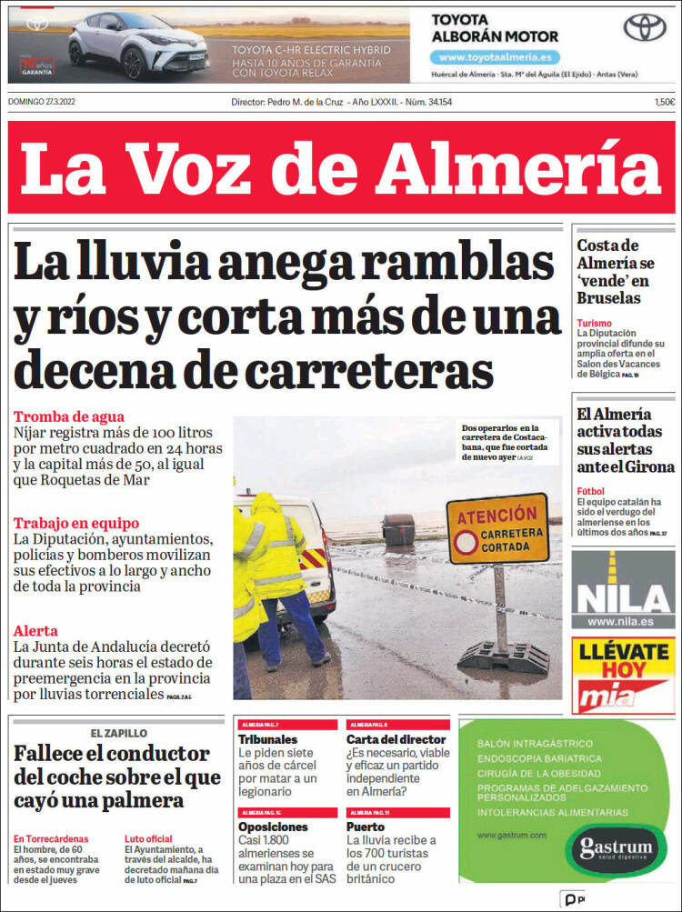 Portada de La Voz de Almería (España)