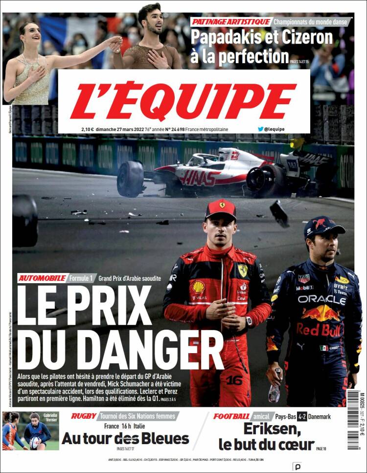 Portada de L'Equipe (Francia)