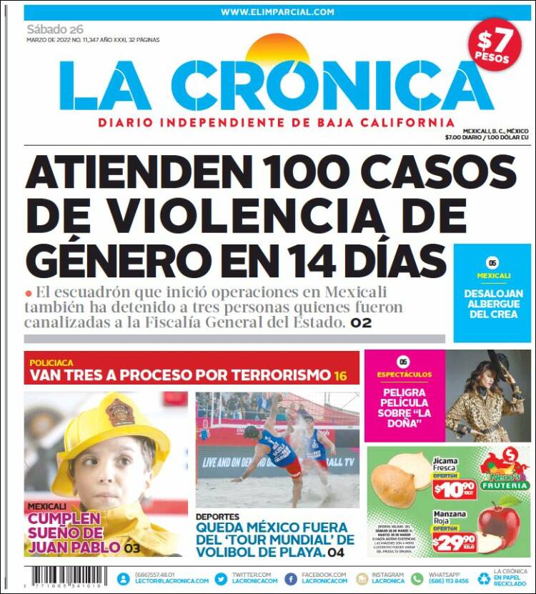 Portada de La Crónica de Baja California (México)