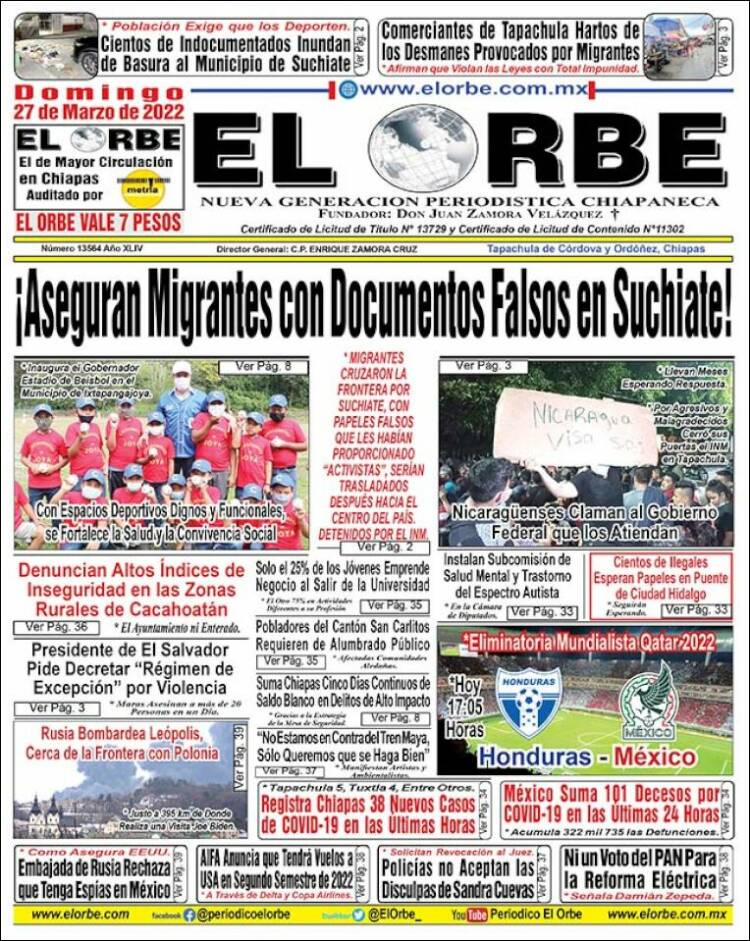 Portada de El Orbe (México)