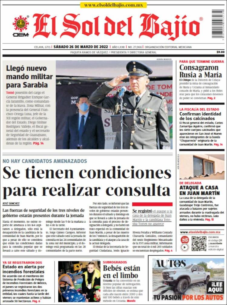 Portada de El Sol del Bajio (México)