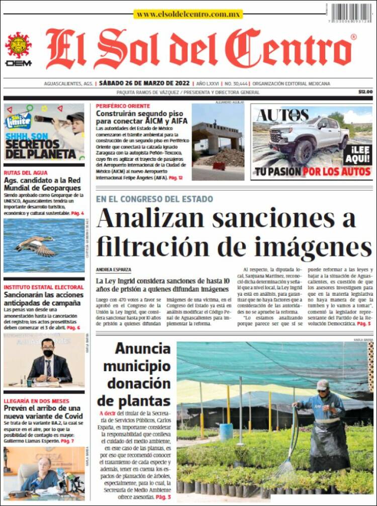 Portada de El Sol del Centro (México)