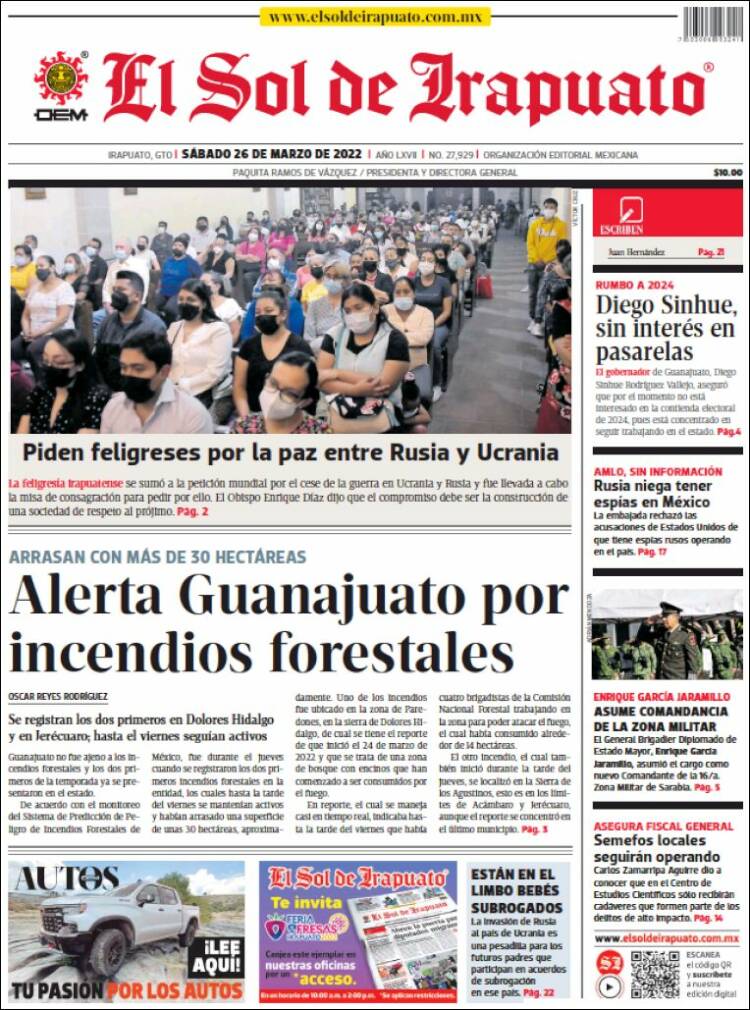 Portada de El Sol de Irapuato (México)