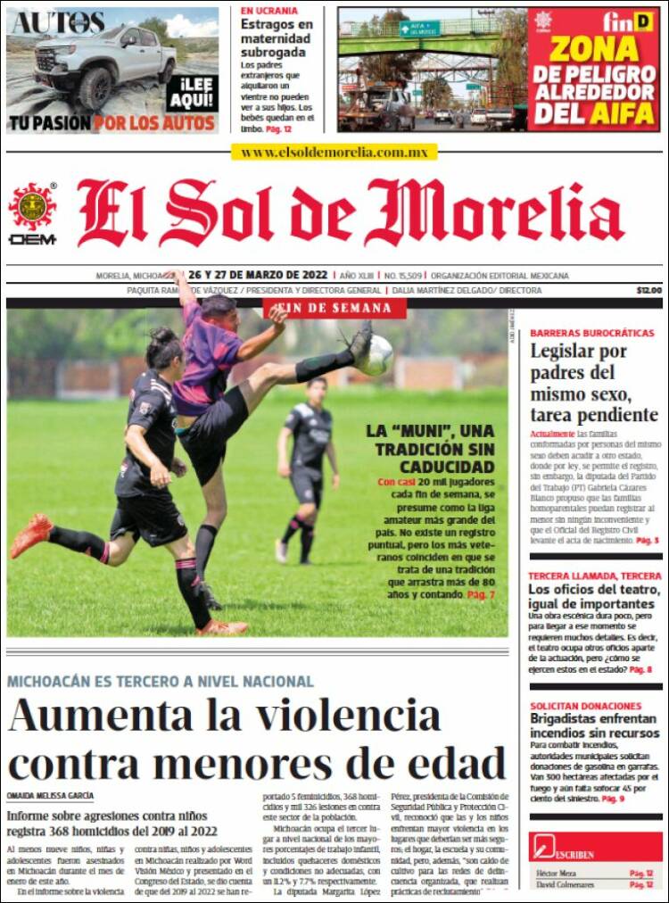 Periódico El Sol de Morelia (México). Periódicos de México. Edición de