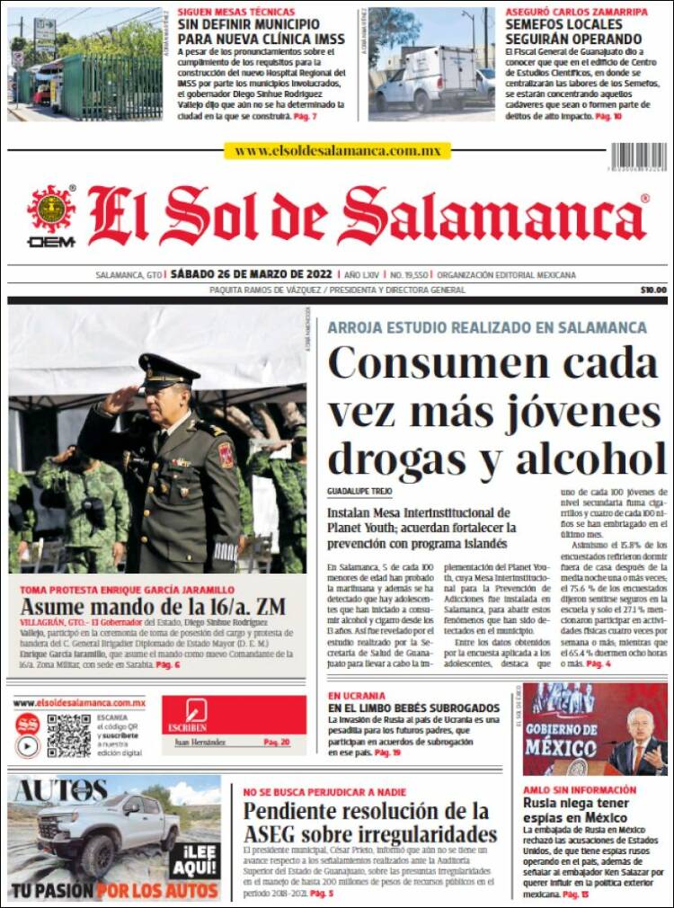 Portada de El Sol de Salamanca (México)