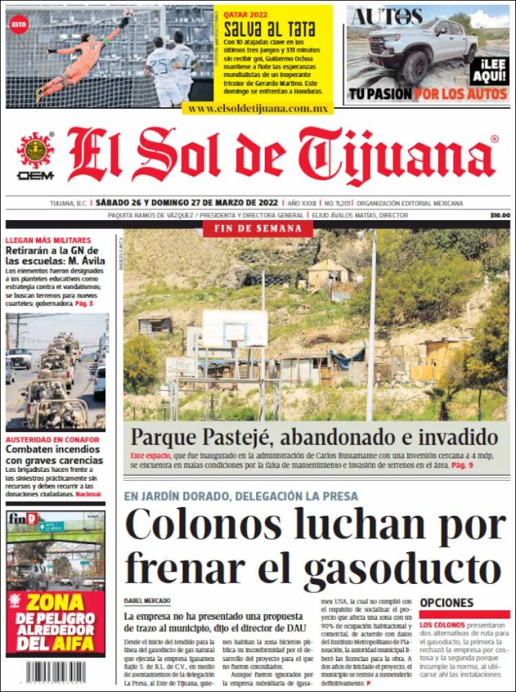 Portada de El Sol de Tijuana (México)