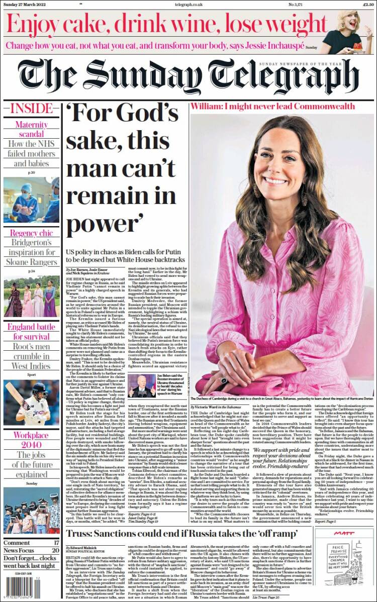 Portada de Daily Telegraph (Reino Unido)