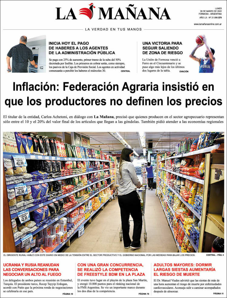 Portada de Diario La Mañana (Argentina)