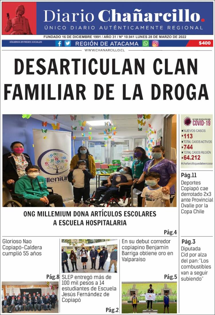 Portada de Diario Chañarcillo (Chile)