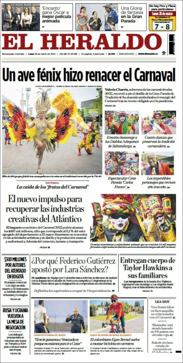 Portada de El Heraldo (Colombia)