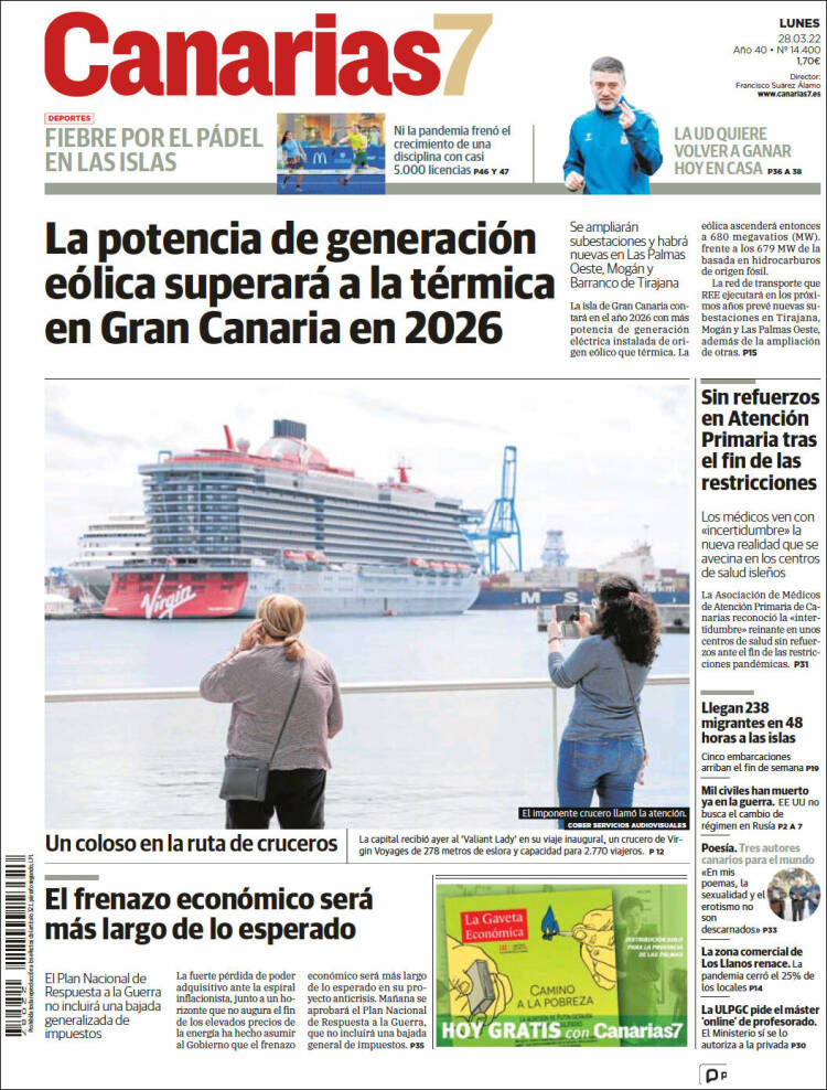 Portada de Canarias 7 (España)