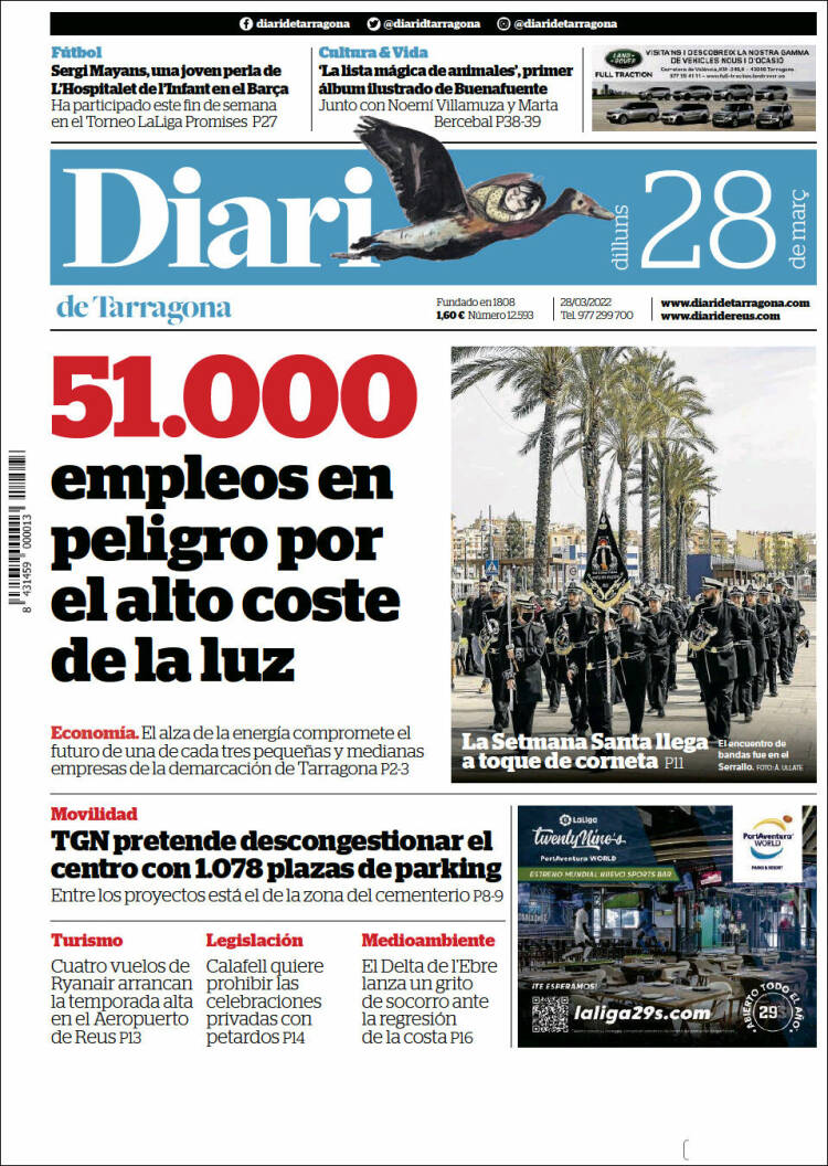 Portada de Diari de Tarragona (España)