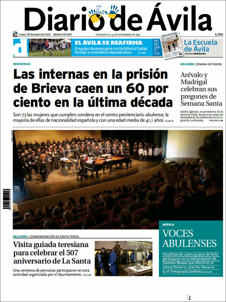 Portada de Diario de Ávila (Spain)