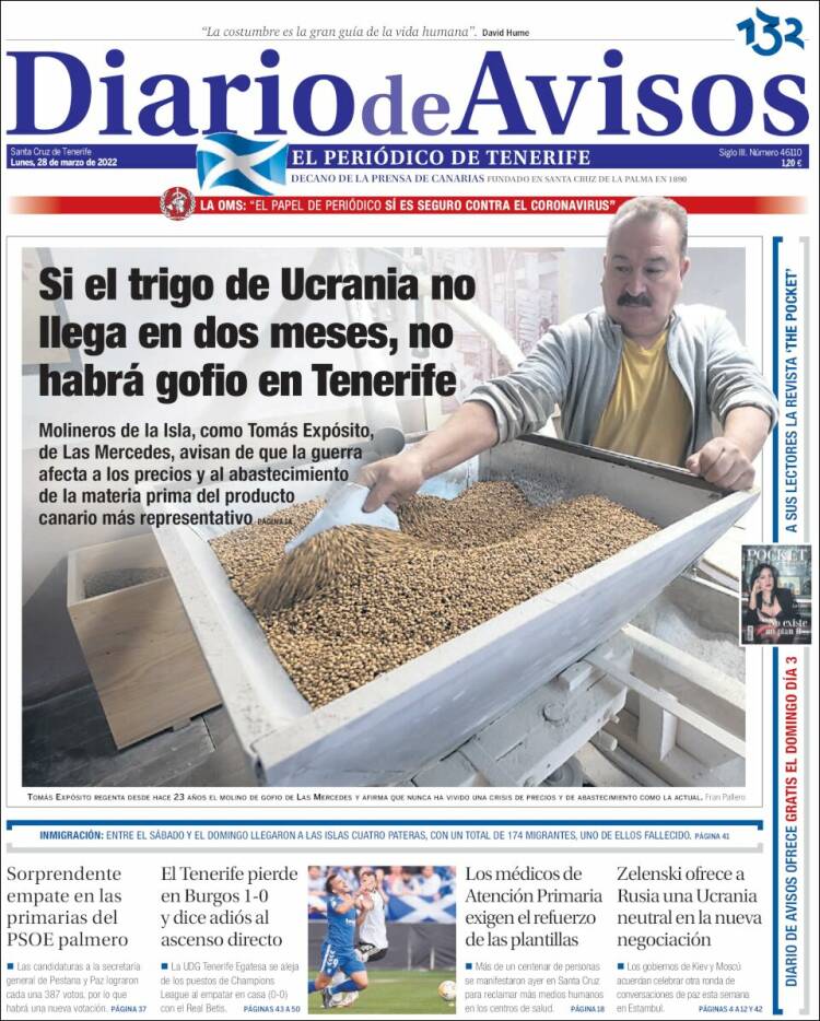Portada de Diarios de Avisos (Spain)