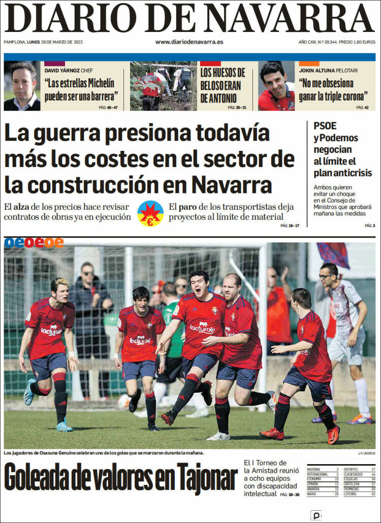 Portada de Diario de Navarra (Spain)