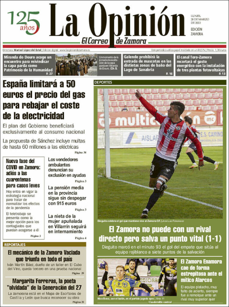 Portada de La Opinión - El Correo de Zamora (Spain)